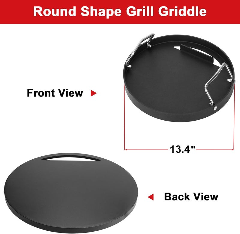 DELSbbq Full Size Griddle Inserts for Weber 14" Charcoal Grills Smokey Joe/Smokey Joe Premium/Smokey Mountain Cooker Smoker, Flat Top Griddle for Small Big Green Egg Grills, Replacement Part for Weber 7431 - Image 2